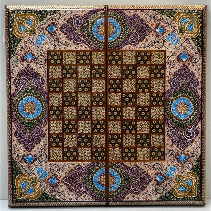 تخته نرد خاتم و نقاشی تذهیب اعلا 50 س تخته نرد خاتم و نقاشی تذهیب اعلا 50 س